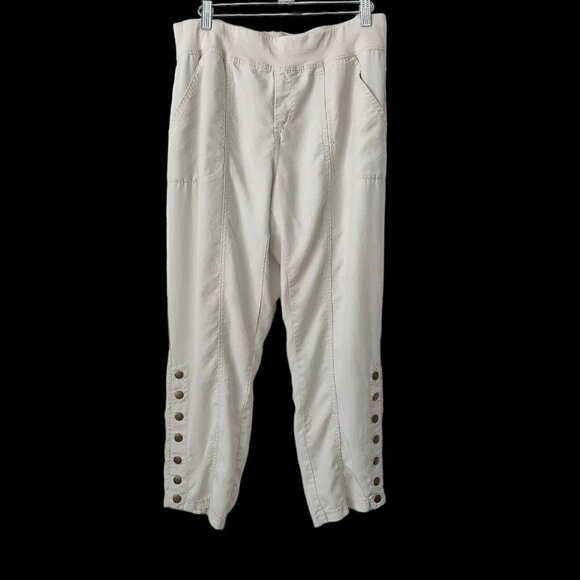 Soft Surroundings Pippa Pants Womens Medium Petite Metro Snap Hem White Beachy - Picture 1 of 9